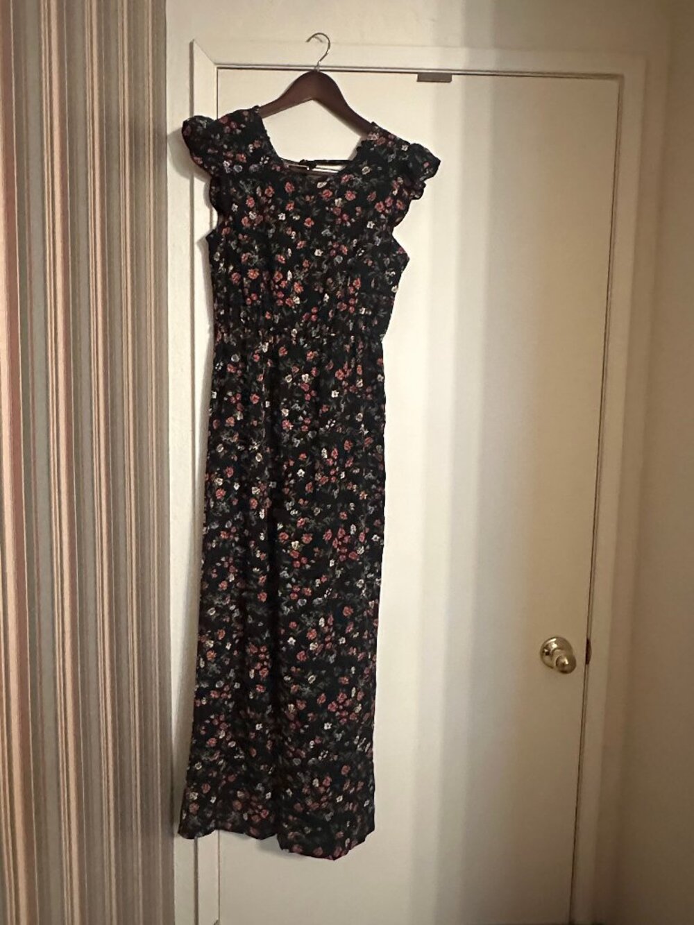 Shein black floral jumpsuit